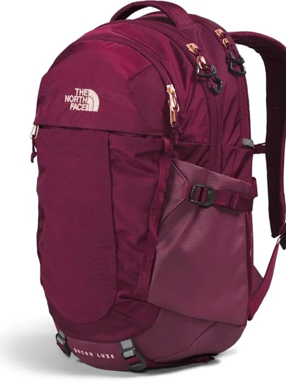 The North Face Recon 30L Luxe Backpack - Plum/Burgundy with Rose Gold Accents